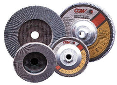 Camel Grinding Wheels - 60 Grit, 5" Disc Diam, 5/8-11 Center Hole, Type 27 Zirconia Alumina Flap Disc - 12,200 Max RPM, Poly Cotton Backing, Arbor Attaching System, Coated - Benchmark Tooling