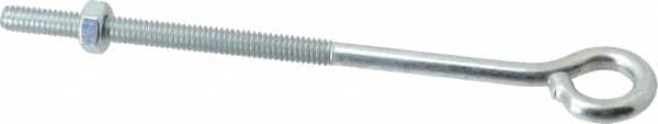 Gibraltar - 1/4-20, Zinc-Plated Finish, Steel Wire Turned Open Eye Bolt - 3" Thread Length, 1/2" ID x 1" OD, 5" Shank Length - Benchmark Tooling