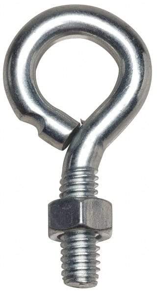 Gibraltar - #10-24, Zinc-Plated Finish, Steel Wire Turned Open Eye Bolt - 1" Thread Length, 3/8" ID x 3/4" OD, 2" Shank Length - Benchmark Tooling