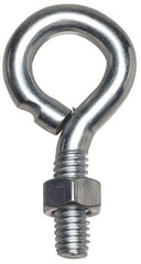 Gibraltar - #10-24, Zinc-Plated Finish, Steel Wire Turned Open Eye Bolt - 1-1/2" Thread Length, 3/8" ID x 3/4" OD, 3" Shank Length - Benchmark Tooling