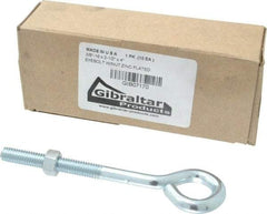 Gibraltar - 3/8-16, Zinc-Plated Finish, Steel Wire Turned Open Eye Bolt - 2-1/2" Thread Length, 3/4" ID x 1-1/2" OD, 4" Shank Length - Benchmark Tooling