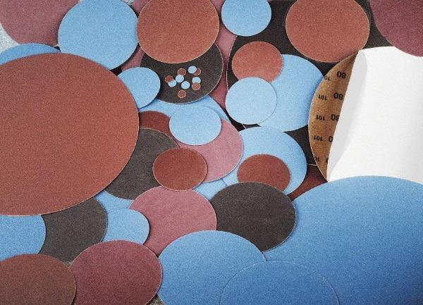 Made in USA - 18" Diam, 60 Grit Zirconia Alumina Adhesive PSA Disc - Medium Grade, Y Weighted Cloth Backing, For Low Speed Dual-Action Sanders, Random Orbital Sanders - Benchmark Tooling