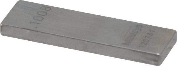 Mitutoyo - 0.1008" Rectangular Steel Gage Block - Accuracy Grade AS-1, Includes Certificate of Inspection - Benchmark Tooling