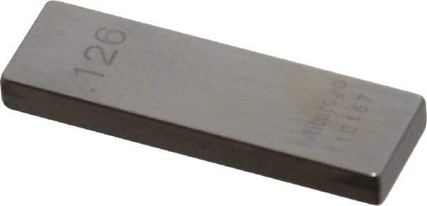 Mitutoyo - 0.126" Rectangular Steel Gage Block - Accuracy Grade AS-1, Includes Certificate of Inspection - Benchmark Tooling