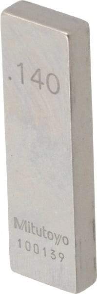 Mitutoyo - 0.14" Rectangular Steel Gage Block - Accuracy Grade AS-1, Includes Certificate of Inspection - Benchmark Tooling