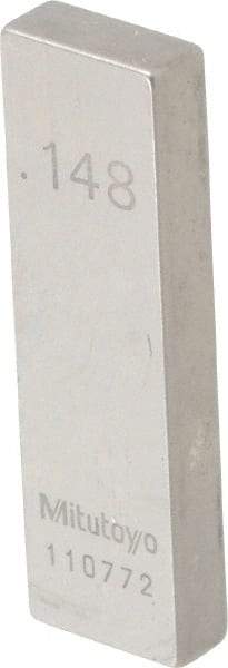 Mitutoyo - 0.148" Rectangular Steel Gage Block - Accuracy Grade AS-1, Includes Certificate of Inspection - Benchmark Tooling