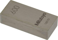 Mitutoyo - 0.6" Rectangular Steel Gage Block - Accuracy Grade AS-1, Includes Certificate of Inspection - Benchmark Tooling