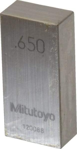 Mitutoyo - 0.65" Rectangular Steel Gage Block - Accuracy Grade AS-1, Includes Certificate of Inspection - Benchmark Tooling