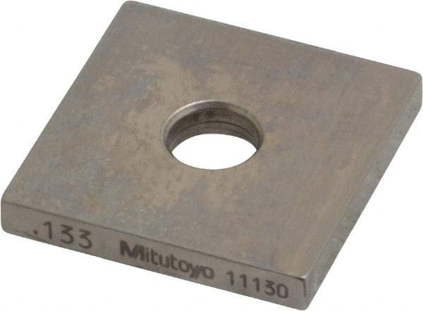 Mitutoyo - 0.133" Square Steel Gage Block - Accuracy Grade 0, Includes Certificate of Inspection - Benchmark Tooling