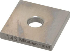 Mitutoyo - 0.145" Square Steel Gage Block - Accuracy Grade 0, Includes Certificate of Inspection - Benchmark Tooling