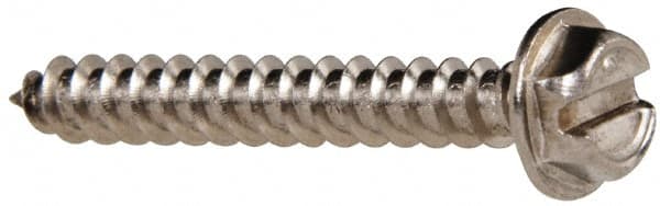 Value Collection - #8 Hex Washer Head Slotted Sheet Metal Screw - Stainless Steel, 1-1/4" Length Under Head, Grade 316 - Benchmark Tooling