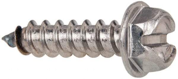 Value Collection - #14 Hex Washer Head Slotted Sheet Metal Screw - Stainless Steel, 1" Length Under Head, Grade 316 - Benchmark Tooling