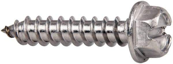 Value Collection - #14 Hex Washer Head Slotted Sheet Metal Screw - Stainless Steel, 1-1/4" Length Under Head, Grade 316 - Benchmark Tooling