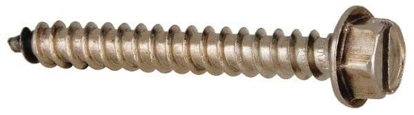 Value Collection - #14 Hex Washer Head Slotted Sheet Metal Screw - Stainless Steel, 2" Length Under Head, Grade 316 - Benchmark Tooling