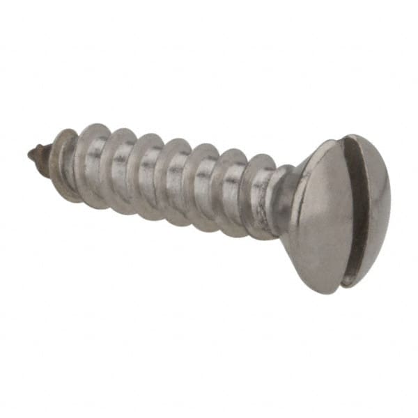 Value Collection - #8 Oval Head Slotted Sheet Metal Screw - Stainless Steel, 3/4" OAL, Grade 316 - Benchmark Tooling