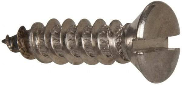 Value Collection - #14 Oval Head Slotted Sheet Metal Screw - Stainless Steel, 1" OAL, Grade 316 - Benchmark Tooling
