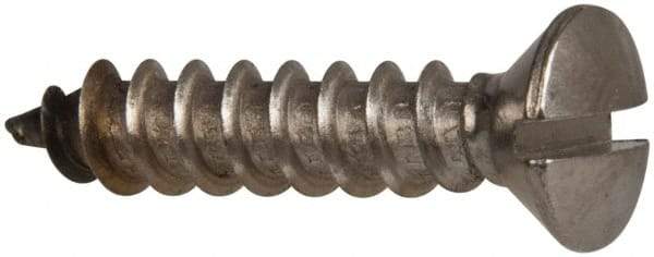 Value Collection - #14 Oval Head Slotted Sheet Metal Screw - Stainless Steel, 1-1/4" OAL, Grade 316 - Benchmark Tooling