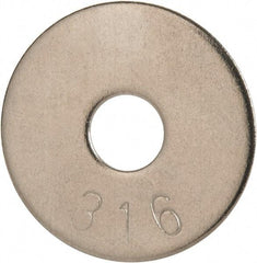 Value Collection - 1/4" Screw, Grade 316 Stainless Steel Fender Flat Washer - 1/4" ID x 1" OD, 0.06" Thick, Plain Finish - Benchmark Tooling