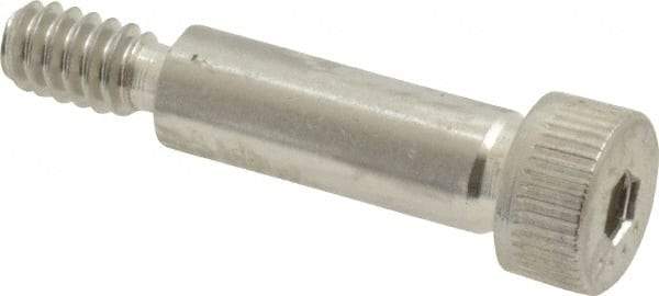 Made in USA - 1/4" Shoulder Diam x 3/4" Shoulder Length, #10-24 UNC, Hex Socket Shoulder Screw - 300, 18-8 Stainless Steel, Uncoated, 3/16" Head Height x 3/8" Head Diam - Benchmark Tooling
