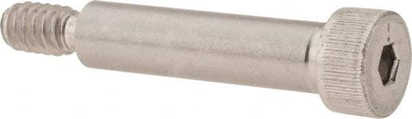 Made in USA - 1/4" Shoulder Diam x 1" Shoulder Length, #10-24 UNC, Hex Socket Shoulder Screw - 300, 18-8 Stainless Steel, Uncoated, 3/16" Head Height x 3/8" Head Diam - Benchmark Tooling