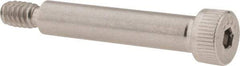 Made in USA - 1/4" Shoulder Diam x 1-1/4" Shoulder Length, #10-24 UNC, Hex Socket Shoulder Screw - 300, 18-8 Stainless Steel, Uncoated, 3/16" Head Height x 3/8" Head Diam - Benchmark Tooling