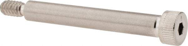 Made in USA - 1/4" Shoulder Diam x 1-3/4" Shoulder Length, #10-24 UNC, Hex Socket Shoulder Screw - 300, 18-8 Stainless Steel, Uncoated, 3/16" Head Height x 3/8" Head Diam - Benchmark Tooling