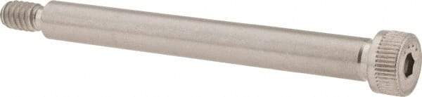 Made in USA - 1/4" Shoulder Diam x 2-1/4" Shoulder Length, #10-24 UNC, Hex Socket Shoulder Screw - 300, 18-8 Stainless Steel, Uncoated, 3/16" Head Height x 3/8" Head Diam - Benchmark Tooling