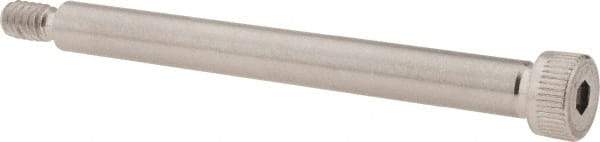 Made in USA - 1/4" Shoulder Diam x 2-1/2" Shoulder Length, #10-24 UNC, Hex Socket Shoulder Screw - 300, 18-8 Stainless Steel, Uncoated, 3/16" Head Height x 3/8" Head Diam - Benchmark Tooling