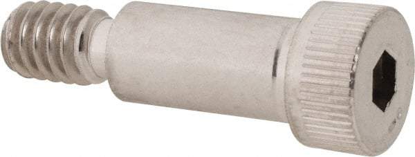 Made in USA - 5/16" Shoulder Diam x 5/8" Shoulder Length, 1/4-20 UNC, Hex Socket Shoulder Screw - 300, 18-8 Stainless Steel, Uncoated, 7/32" Head Height x 7/16" Head Diam - Benchmark Tooling