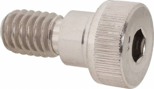 Made in USA - 3/8" Shoulder Diam x 1/4" Shoulder Length, 5/16-18 UNC, Hex Socket Shoulder Screw - 300, 18-8 Stainless Steel, Uncoated, 1/4" Head Height x 9/16" Head Diam - Benchmark Tooling