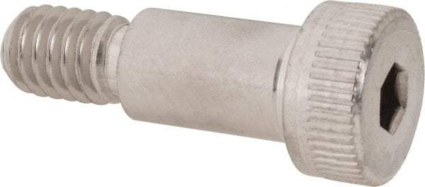 Made in USA - 3/8" Shoulder Diam x 5/8" Shoulder Length, 5/16-18 UNC, Hex Socket Shoulder Screw - 300, 18-8 Stainless Steel, Uncoated, 1/4" Head Height x 9/16" Head Diam - Benchmark Tooling