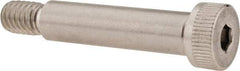 Made in USA - 3/8" Shoulder Diam x 1-1/2" Shoulder Length, 5/16-18 UNC, Hex Socket Shoulder Screw - 300, 18-8 Stainless Steel, Uncoated, 1/4" Head Height x 9/16" Head Diam - Benchmark Tooling