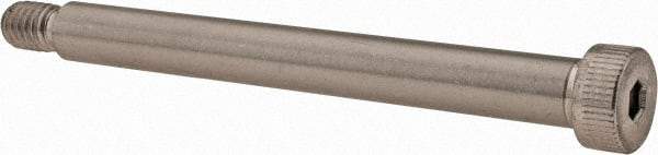 Made in USA - 3/8" Shoulder Diam x 3-1/2" Shoulder Length, 5/16-18 UNC, Hex Socket Shoulder Screw - 300, 18-8 Stainless Steel, Uncoated, 1/4" Head Height x 9/16" Head Diam - Benchmark Tooling