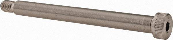 Made in USA - 3/8" Shoulder Diam x 3-3/4" Shoulder Length, 5/16-18 UNC, Hex Socket Shoulder Screw - 300, 18-8 Stainless Steel, Uncoated, 1/4" Head Height x 9/16" Head Diam - Benchmark Tooling