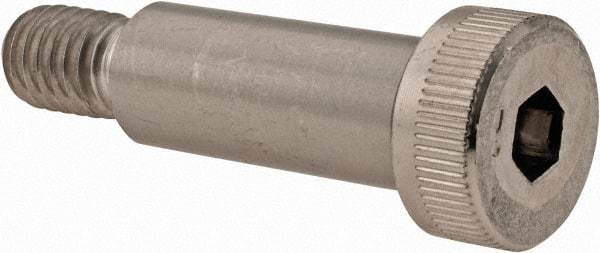 Made in USA - 1/2" Shoulder Diam x 1-1/4" Shoulder Length, 3/8-16 UNC, Hex Socket Shoulder Screw - 300, 18-8 Stainless Steel, Uncoated, 5/16" Head Height x 3/4" Head Diam - Benchmark Tooling