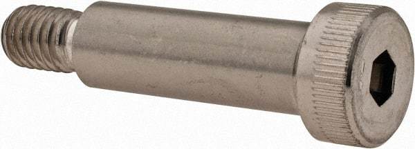 Made in USA - 1/2" Shoulder Diam x 1-1/2" Shoulder Length, 3/8-16 UNC, Hex Socket Shoulder Screw - 300, 18-8 Stainless Steel, Uncoated, 5/16" Head Height x 3/4" Head Diam - Benchmark Tooling