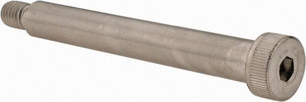 Made in USA - 1/2" Shoulder Diam x 3-3/4" Shoulder Length, 3/8-16 UNC, Hex Socket Shoulder Screw - 300, 18-8 Stainless Steel, Uncoated, 5/16" Head Height x 3/4" Head Diam - Benchmark Tooling