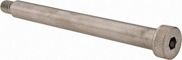 Made in USA - 1/2" Shoulder Diam x 5" Shoulder Length, 3/8-16 UNC, Hex Socket Shoulder Screw - 300, 18-8 Stainless Steel, Uncoated, 5/16" Head Height x 3/4" Head Diam - Benchmark Tooling
