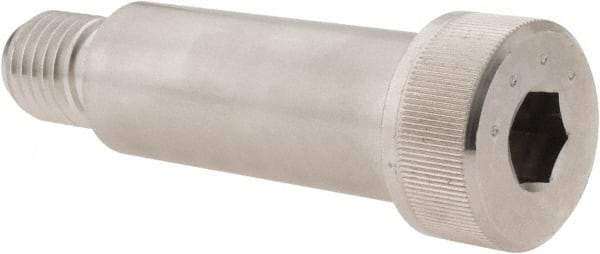 Made in USA - 1" Shoulder Diam x 2-1/2" Shoulder Length, 3/4-10 UNC, Hex Socket Shoulder Screw - 300, 18-8 Stainless Steel, Uncoated, 5/8" Head Height x 1-5/16" Head Diam - Benchmark Tooling