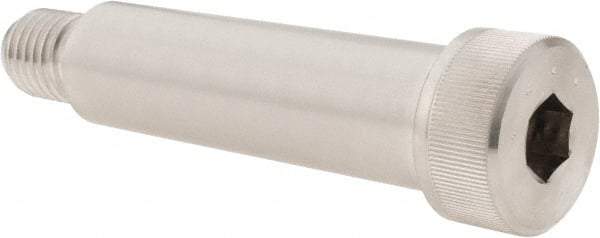 Made in USA - 1" Shoulder Diam x 3-1/2" Shoulder Length, 3/4-10 UNC, Hex Socket Shoulder Screw - 300, 18-8 Stainless Steel, Uncoated, 5/8" Head Height x 1-5/16" Head Diam - Benchmark Tooling