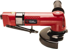 Chicago Pneumatic - 5" Wheel Diam, 12,000 RPM, Pneumatic Angle & Disc Grinder - 3/8-24 Spindle, 5.4 CFM, Front Exhaust - Benchmark Tooling