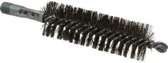 Schaefer Brush - 4-1/2" Brush Length, 1-1/2" Diam, Double Stem, Double Spiral Tube Brush - 7-1/4" Long, Stainless Steel, 1/4" NPSM Male Connection - Benchmark Tooling