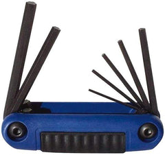 Eklind - 7 Piece Fold-Up Hex Key Set - Hex Range 2 to 8mm, Chrome Alloy Steel - Benchmark Tooling