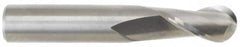 M.A. Ford - 0.6299" Diam, 30mm LOC, 2 Flute Solid Carbide Ball End Mill - TiN Finish, Single End, 89mm OAL, 16mm Shank Diam, Spiral Flute - Benchmark Tooling