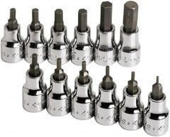 SK - 12 Piece 3/8" Drive Inch Hex Bit Socket Set - 1/16 to 3/8" Hex - Benchmark Tooling