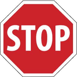 NMC - "Stop", 30" Wide x 30" High, Aluminum Stop & Yield Signs - 0.063" Thick, White on Red, Octagon, Post Mount - Benchmark Tooling