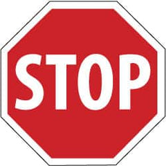 NMC - "Stop", 30" Wide x 30" High, Aluminum Stop & Yield Signs - 0.08" Thick, White on Red, High Intensity Reflectivity, Octagon, Post Mount - Benchmark Tooling