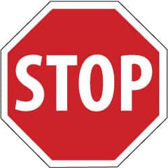 NMC - "Stop", 30" Wide x 30" High, Aluminum Stop & Yield Signs - 0.063" Thick, White on Red, Octagon, Post Mount - Benchmark Tooling