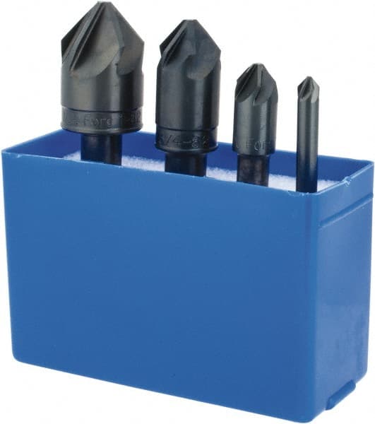 M.A. Ford - 4 Piece, 1/4 to 1" Head Diam, 82° Included Angle, Single End Countersink Set - Benchmark Tooling