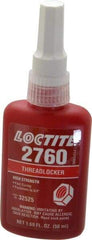 Loctite - 50 mL Bottle, Red, High Strength Liquid Threadlocker - Series 2760, 24 hr Full Cure Time, Hand Tool, Heat Removal - Benchmark Tooling